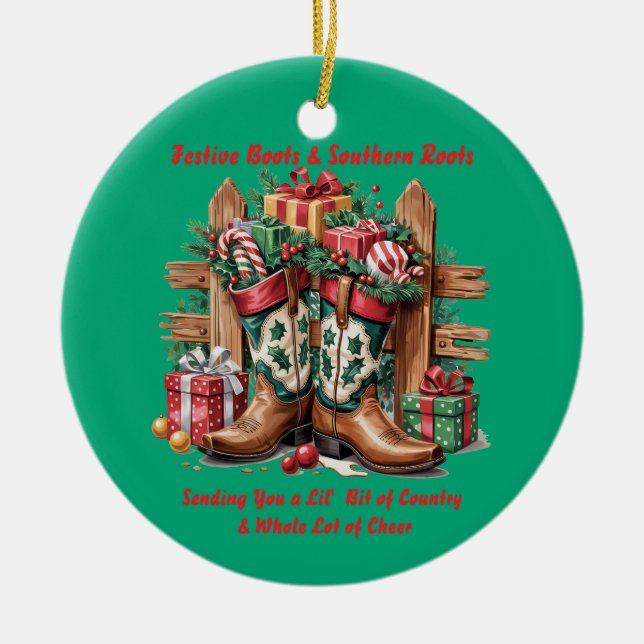 Ornamento De Cerâmica Festive Boots (Frente)