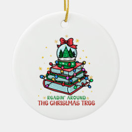 Ornamento De Cerâmica Festive Christmas Book Lover