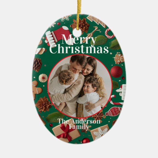 Ornamento De Cerâmica Festive Christmas Ornament (Frente)