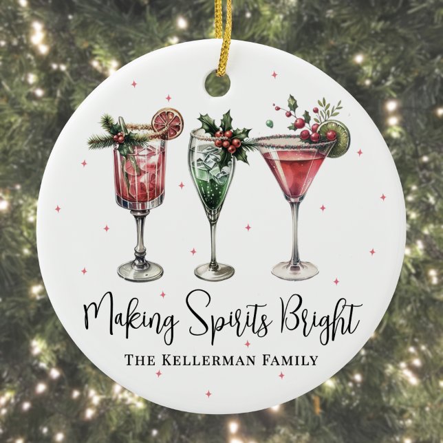 Ornamento De Cerâmica Festive Making Spirits Bright Christmas (Festive Making Spirits Bright Christmas Ceramic Ornament )