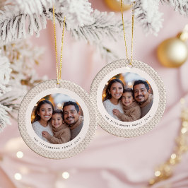 Ornamento De Cerâmica Festive Neutral Scandi Snowflake 2 Sided Photo