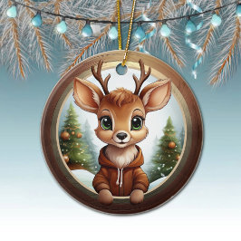 Ornamento De Cerâmica Festive Reindeer Xmas Wooden Frame Decoration 🦌🎄