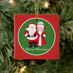Ornamento De Cerâmica Festivo acrescentar nome Sr. Claus Holiday
