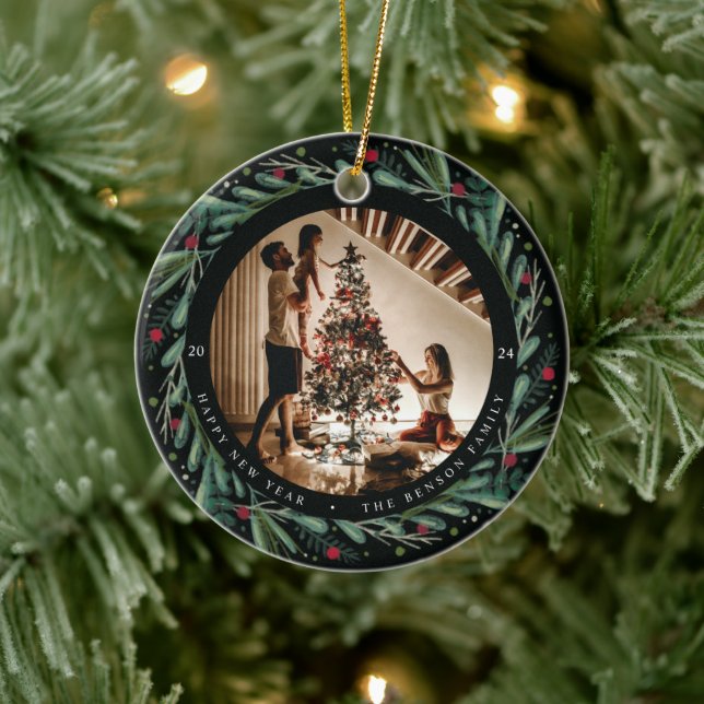 Ornamento De Cerâmica Festivo Ano Novo Frota Leva Berries Pic (Árvore)