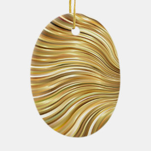 Ornamento De Cerâmica Festivo Elegante Dourado Gamas de Abstrato-Fluxo