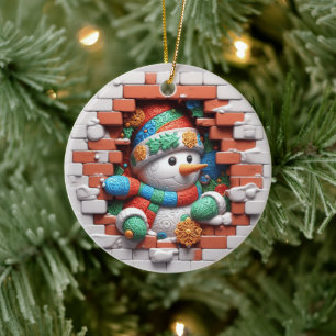 Ornamento De Cerâmica Festivo Natal adiciona mensagem de neve