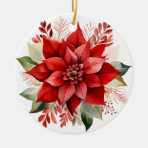 Festivo Red Watercolor Natal Poinsettia