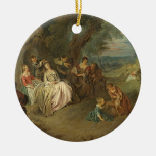 Ornamento De Cerâmica Fête Champêtre, C. 1730 (óleo em canvas)