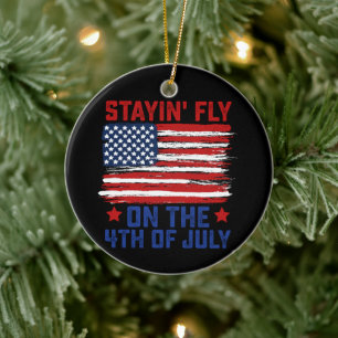 Ornamento De Cerâmica Ficando Fly No Dia 4 De Julho Bandeira Americana D
