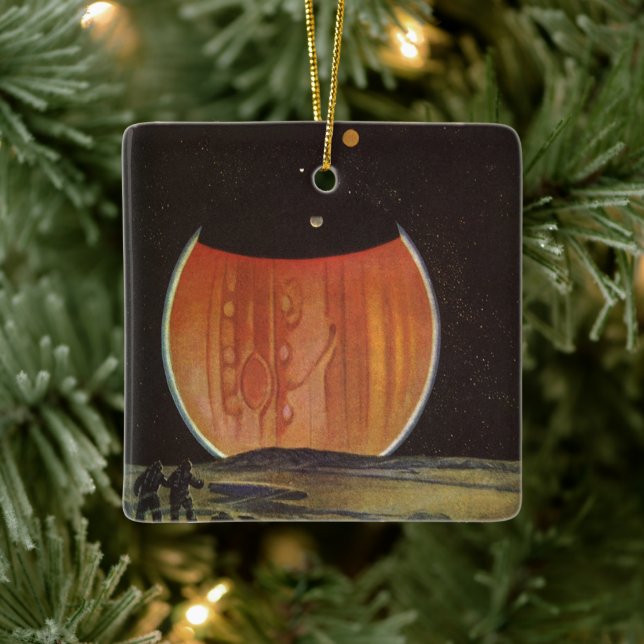 Ornamento De Cerâmica Ficção científica retrô, astronautas em Ganímedes (Árvore)