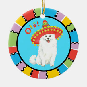 Ornamento De Cerâmica Fiesta American Eskimo Dog