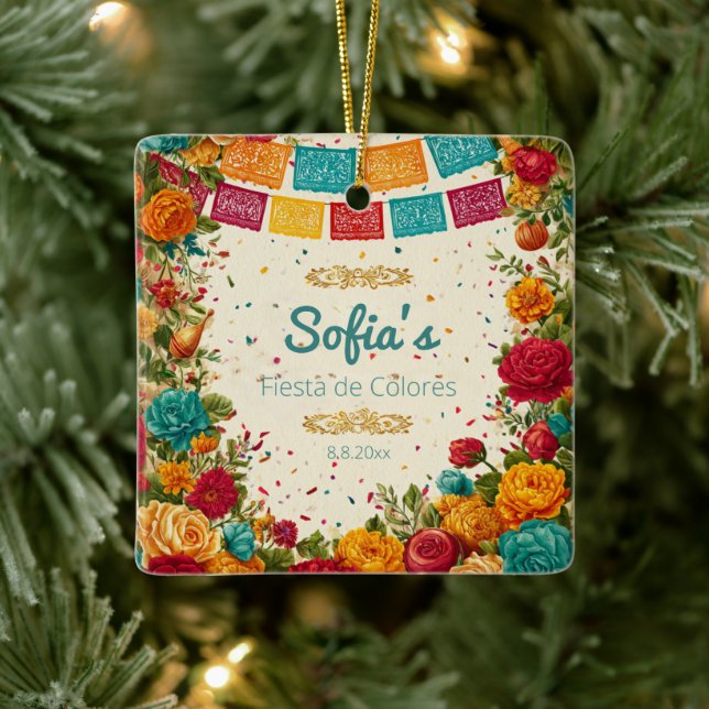 Ornamento De Cerâmica Fiesta de Colores Quinceanera, costume (Árvore)