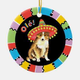 Ornamento De Cerâmica Fiesta Sheltie
