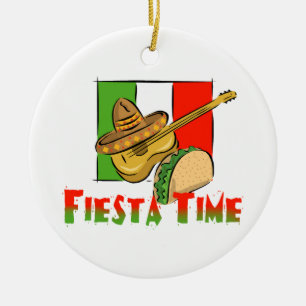 Ornamento De Cerâmica Fiesta Time Taco, Sombrero, Violão