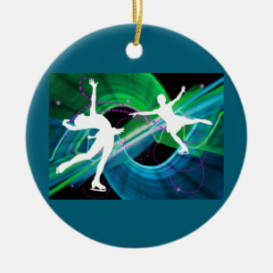 Ornamento De Cerâmica Figura Bedazzled patinagem no gelo dos patinadores