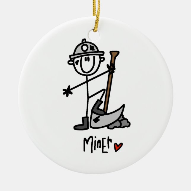 Ornamento De Cerâmica Figura da vara do mineiro (Frente)