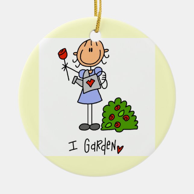 Ornamento De Cerâmica Figura do palito de jardinagem (Frente)