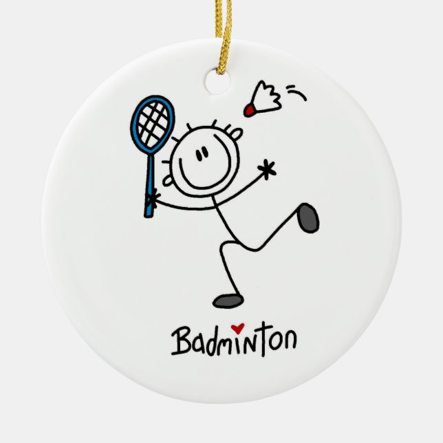 Ornamento De Cerâmica Figura masculina básica Badminton da vara (Frente)