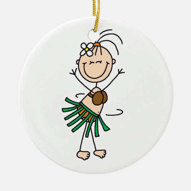 Ornamento De Cerâmica Figura Stick Hula Dance Ornament (Frente)