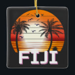 Ornamento De Cerâmica Fiji Vintage Palm Trees Summer Beach<br><div class="desc">Incrível design de Vintage Fiji para amantes de praia no verão.</div>