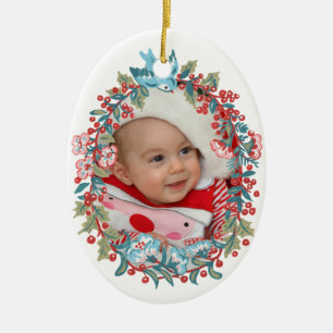 Ornamento De Cerâmica Filha de 1rua de Natal do bebê Pastel Floral