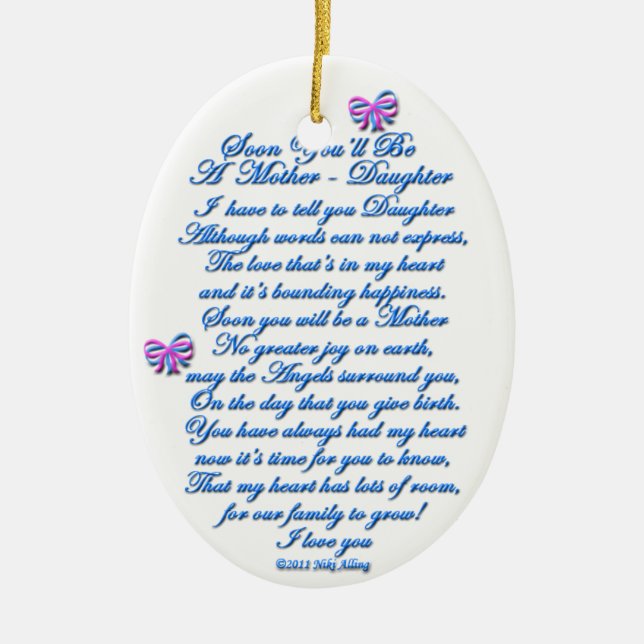 Ornamento De Cerâmica Filha que espera o ø bebê (Frente)