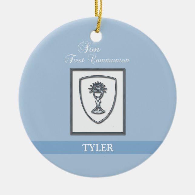 Ornamento De Cerâmica Filho, 1ª Comunhão Silver Chalice (Frente)