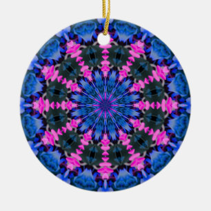 Ornamento De Cerâmica Filho Flor (azul-rosa)