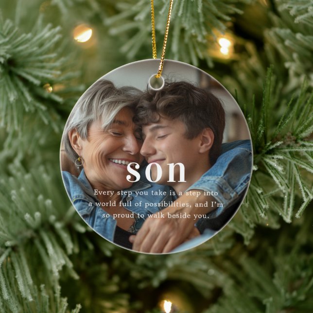 Ornamento De Cerâmica Filho | Presente de Natal com Foto Sentimental (Árvore)