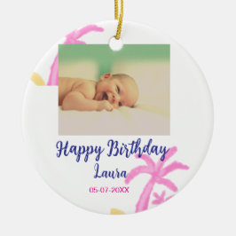 Ornamento De Cerâmica Filhos bebês primeiro aniversario adicionar nome d