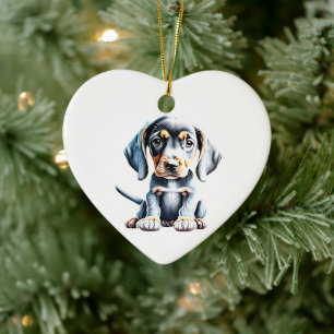 Ornamento De Cerâmica Filhote de Cachorro Bluetick Coonhound Personaliza