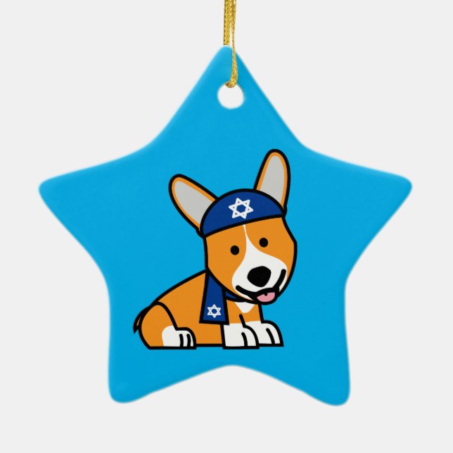 Ornamento De Cerâmica Filhote de cachorro judaico feliz do cão dos (Verso)