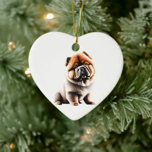 Ornamento De Cerâmica Filhote de Chow Chow Personalizado