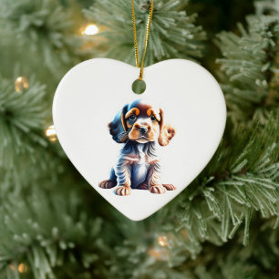 Ornamento De Cerâmica Filhote de Cocker Spaniel Personalizado