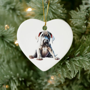 Ornamento De Cerâmica Filhote de Dogue Alemão Personalizado