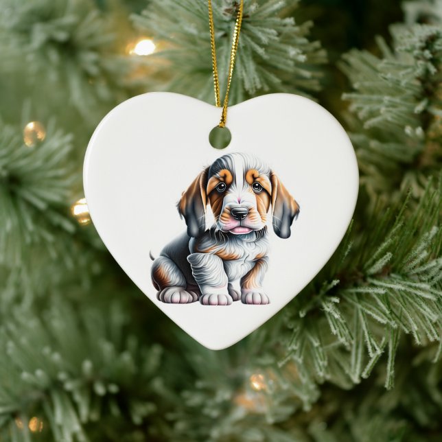Ornamento De Cerâmica Filhote de Grand Basset Griffon Vendéen Personaliz (Árvore)