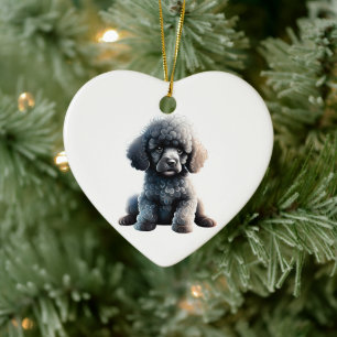 Ornamento De Cerâmica Filhote de Poodle Padrão Personalizado