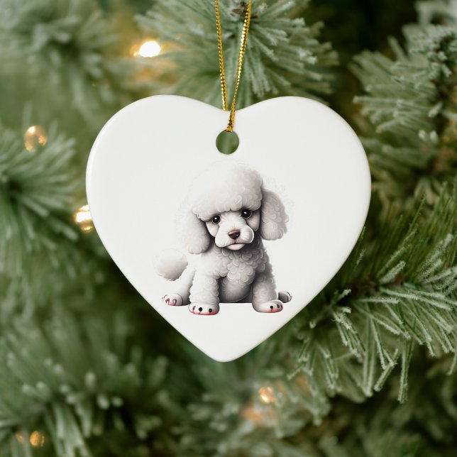 Ornamento De Cerâmica Filhote de Poodle Toy Personalizado (Árvore)