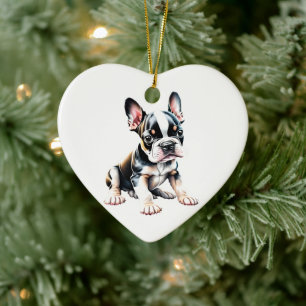 Ornamento De Cerâmica Filhote Personalizado de Boston Terrier