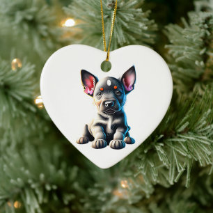 Ornamento De Cerâmica Filhote Personalizado de Cão de Gado Australiano