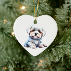 Ornamento De Cerâmica Filhote Personalizado de Coton de Tulear