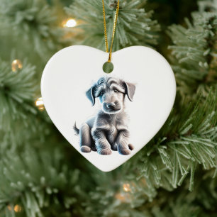 Ornamento De Cerâmica Filhote Personalizado de Deerhound Escocês