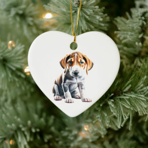 Ornamento De Cerâmica Filhote Personalizado de Foxhound Inglês