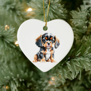 Ornamento De Cerâmica Filhote Personalizado de Spaniel Inglês Toy