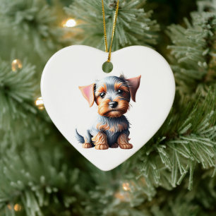 Ornamento De Cerâmica Filhote Personalizado de Terrier Australiano