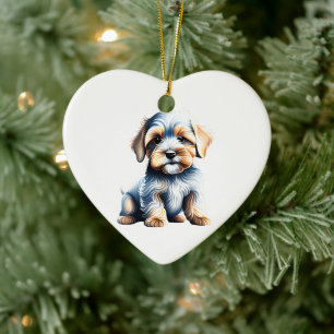 Ornamento De Cerâmica Filhote Personalizado de Terrier Dandie Dinmont