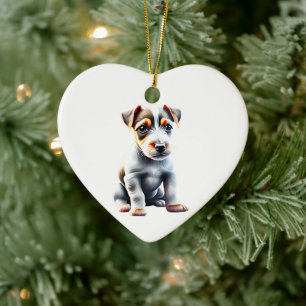 Ornamento De Cerâmica Filhote Personalizado de Terrier Russell