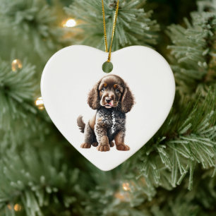 Ornamento De Cerâmica Filhote Personalizado de Water Spaniel Americano