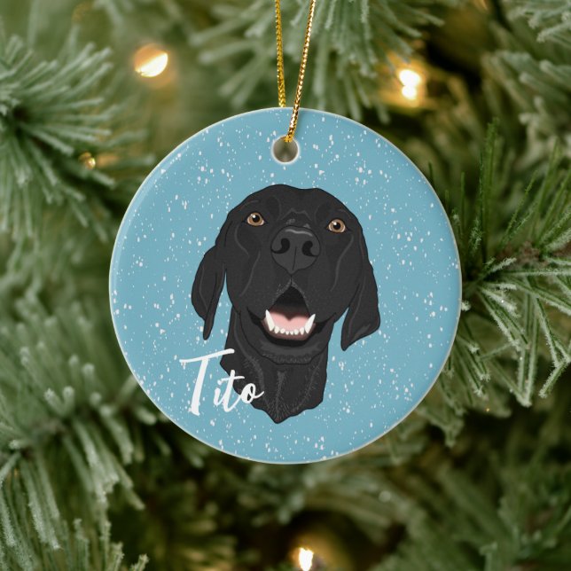 Ornamento De Cerâmica Filhote Pointer Preto (Árvore)