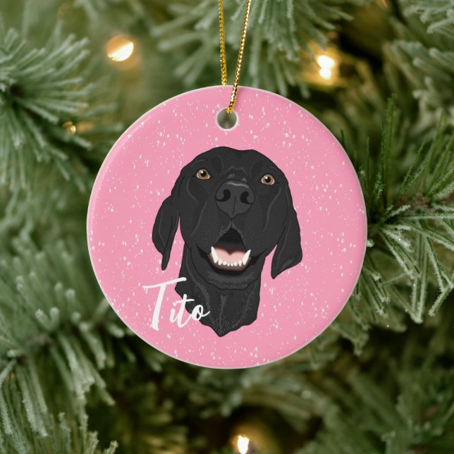 Ornamento De Cerâmica Filhote Pointer Preto (Árvore)